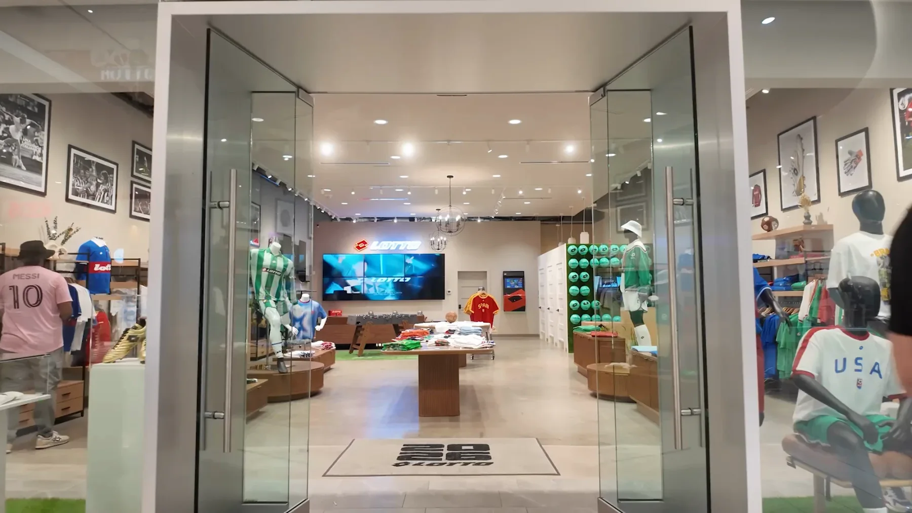 The entrance to Lotto at American Dream, looking through the merchandise displays toward the lounge