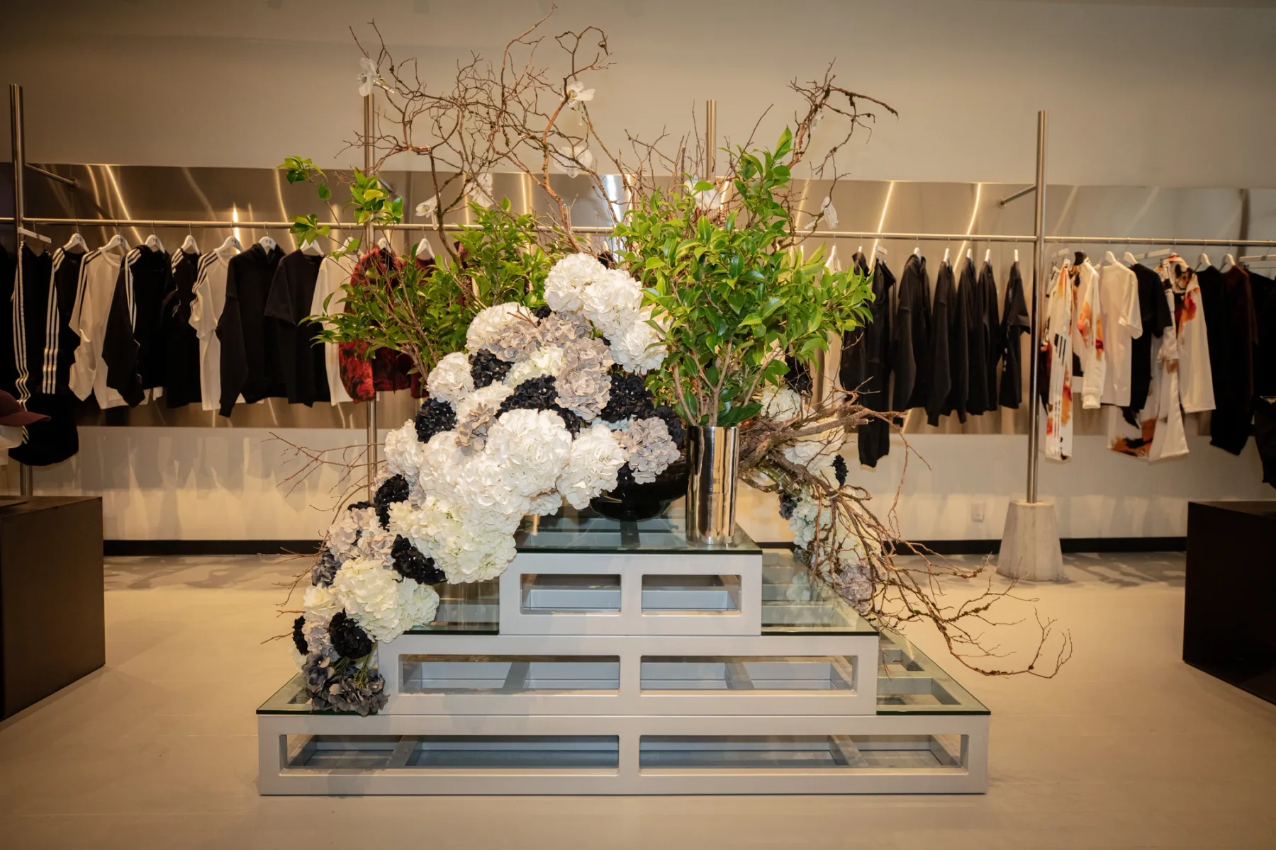 Product display details inside the completed Y-3 SoHo store